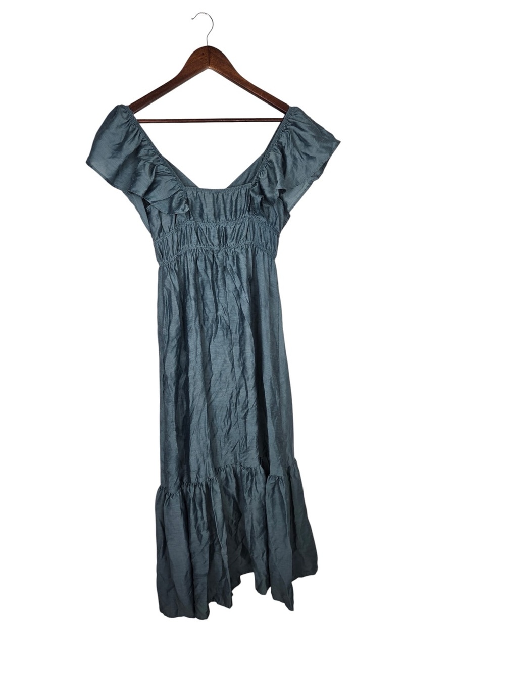 Blu Pepper Teal Sweetheart Shirred Maxi Dress SZ S Cottagecore - Picture 6 of 9
